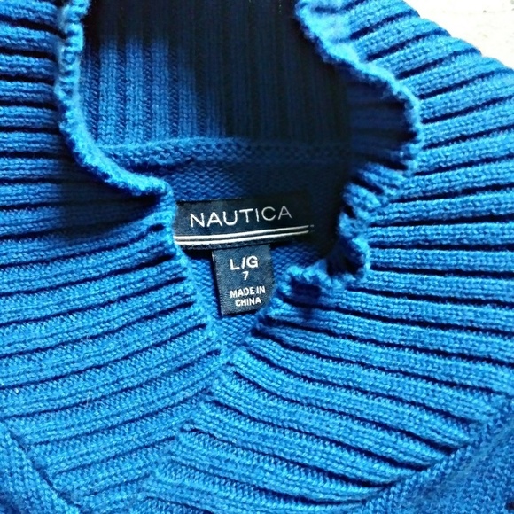 Youth boys blue Nautica Sweater (size Large 7) - Picture 2 of 2